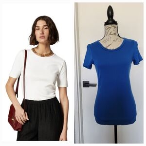 J. Crew Perfect Fit Royal Blue Cotton Tee Short Sleeve T-Shirt Size M LIKE NEW